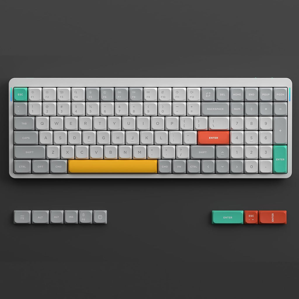 nuphy Air96 V2 Wireless Mechanical Keyboard,100 Keys RGB Backlit Keyboard,Supports Bluetooth 5.1,2.4G and Wired Connection,for PC/Laptop/Windows/Mac -White Gateron Blue Switch