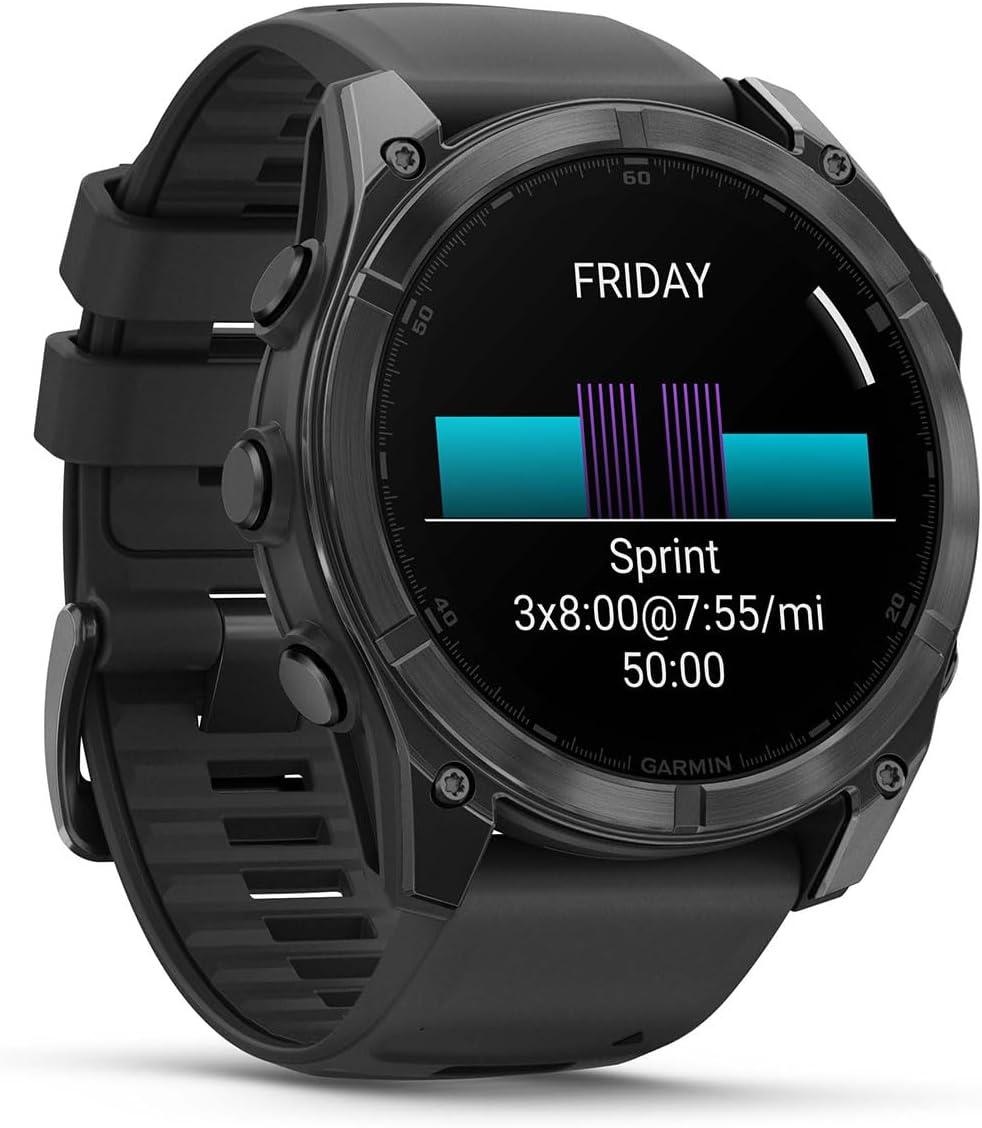 Garmin Fenix 8 AMOLED (51mm, Slate Gray/Black) Multisport GPS Smartwatch Gift Box Bundle - 1.4' Touchscreen, Built-in LED Flashlight with PlayBetter Charger, Screens, Adapter, Case