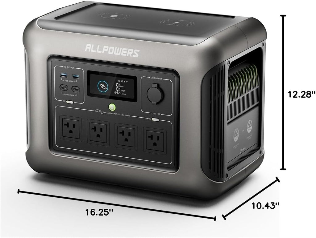ALLPOWERS R1500 LITE Portable Power Station,1600W/1056Wh LiFePO4 Solar Generator, Solar Power with UPS Function, Fast Charging (R1500 LITE)