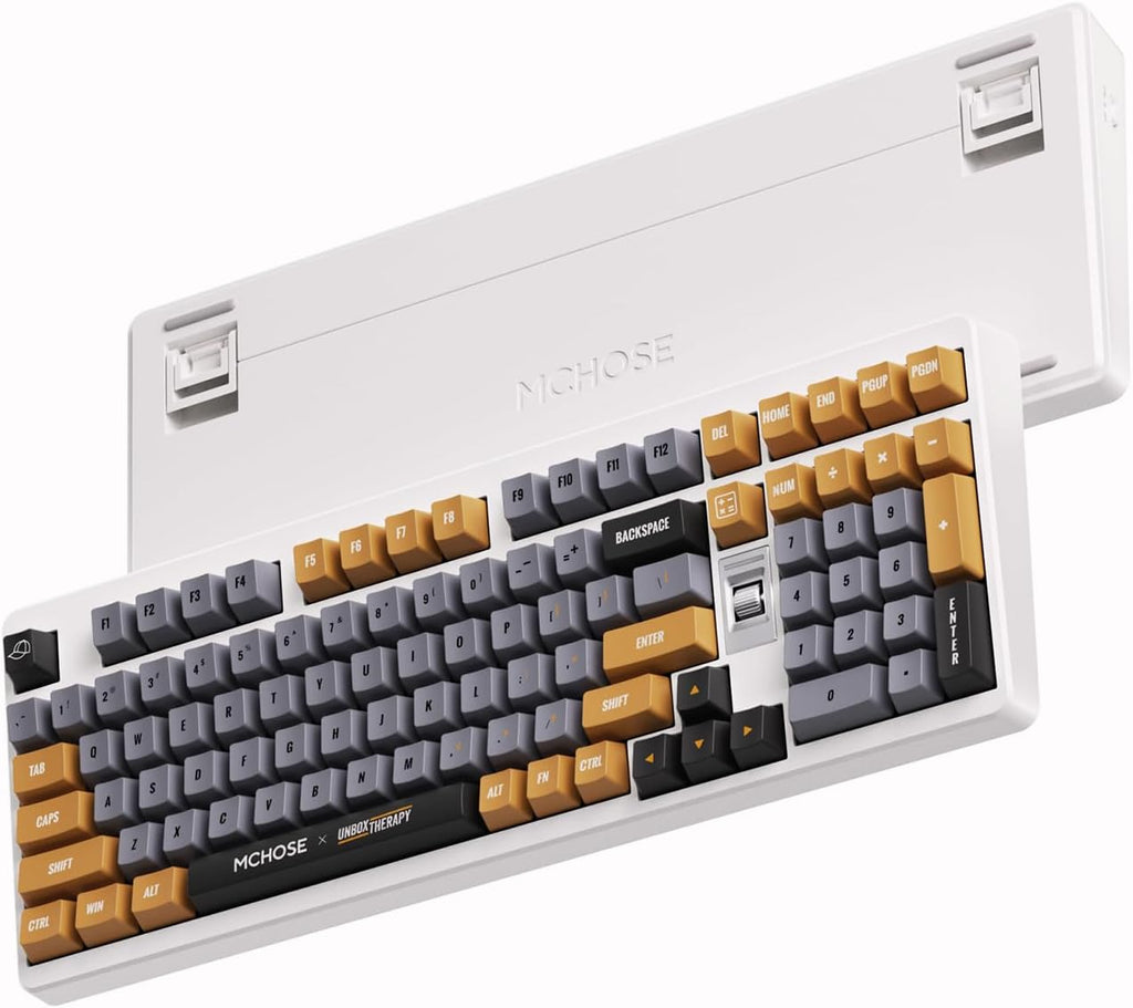 MCHOSE UT98 Wireless Mechanical Keyboard Compact Gaming Keyboard with Knob Tri-Mode Connection Hot Swappable Custom Creamy Keyboard Gasket Structure Pre-lubed Linear Switches RGB Retro