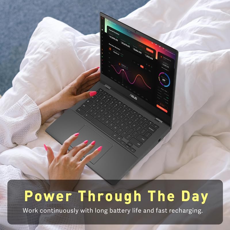 ASUS Chromebook 14' FHD Anti-Glare Laptop, MediaTek Kompanio 520, 4GB LPDDR4X, 64GB eMMC, Webcam, WiFi 6, Bluetooth, Chrome OS, Gravity Gray, CM1402CM2A-M8186