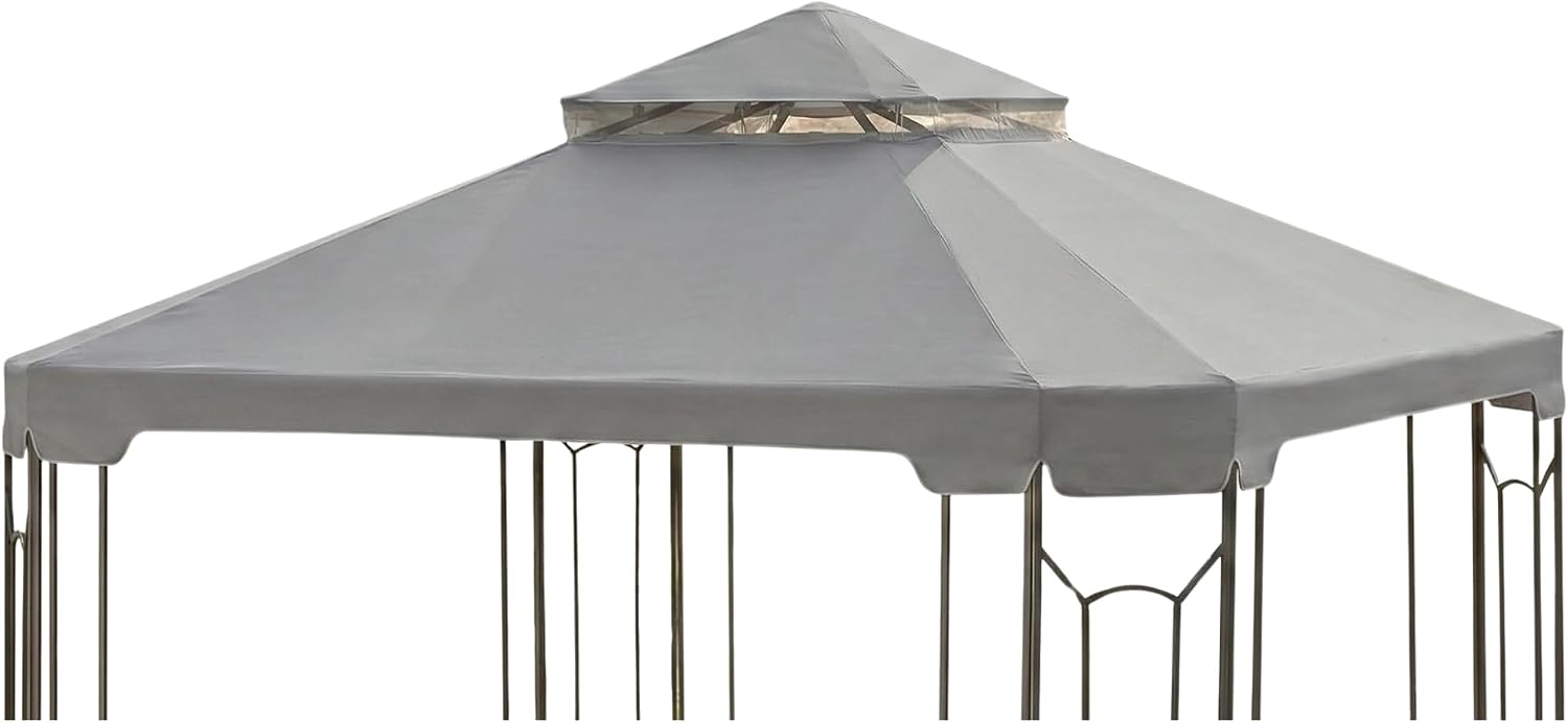 Garden Winds Reinforced RipLock 350 Replacement Canopy Top Cover Compatible with Cottleville 10' x 10' Gazebo Model GFS00744A - Slate Gray