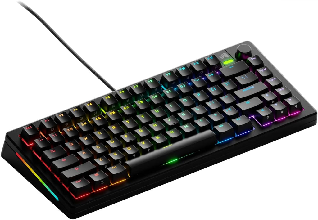 Glorious Gaming - GMMK 3 Custom Mechanical Gaming Keyboard with Knob, 75% Tenkeyless Keyboard, Modular Gasket System, Doubleshot PBT Keycaps, Aluminum Switch Plate, Hotswappable Switches, ANSI (Black)