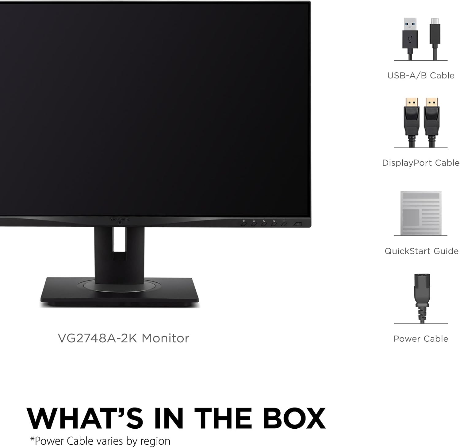 ViewSonic VG2748A-2K 27 Inch 1440p Monitor, IPS with Ambient Light Sensor and Privacy Alert for Smooth Home and Office Productivity, Advanced Ergonomics, HDMI, USB Hub, and DisplayPort Inputs
