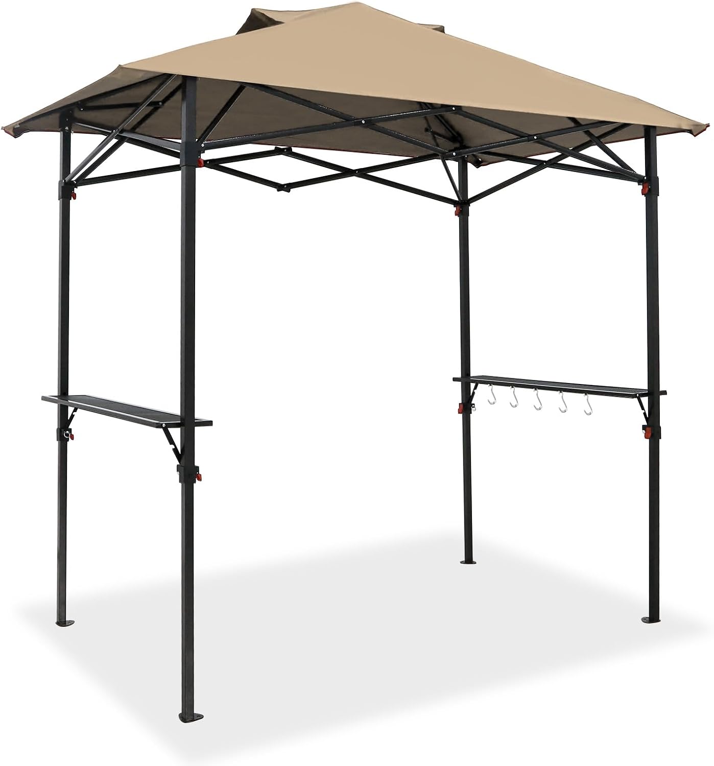 COOS BAY 8x5 Pop Up Outdoor Grill Gazebo, Portable BBQ Grill with Carry Bag, Outdoor Barbecue Shelter with Side Shelves, Beige