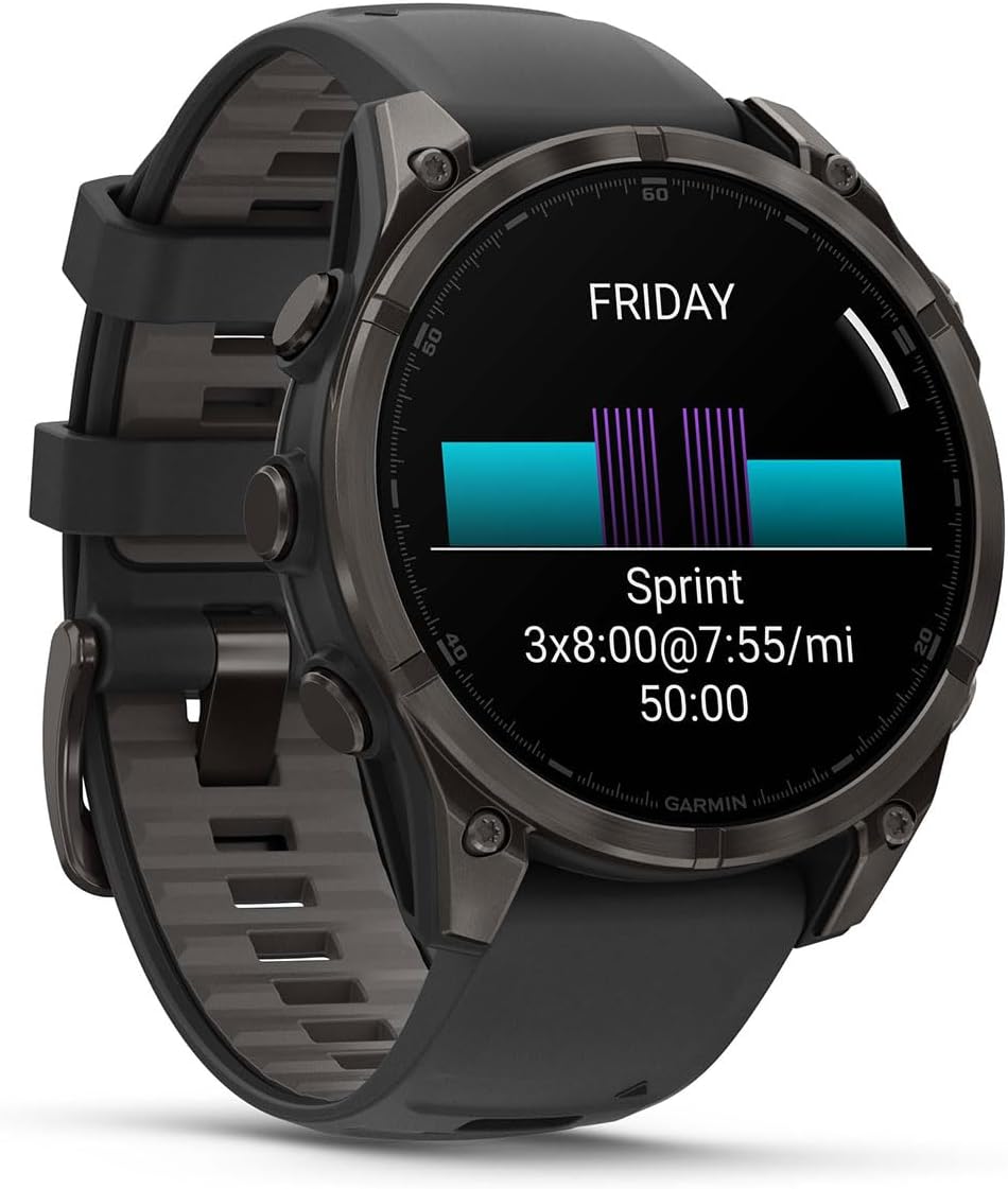 Garmin Fenix 8 AMOLED Sapphire (47mm, Carbon Gray DLC Titanium) Multisport GPS Smartwatch Gift Box Bundle - 1.4' Touchscreen, LED Flashlight with PlayBetter Charger, Screens, Adapter, Case
