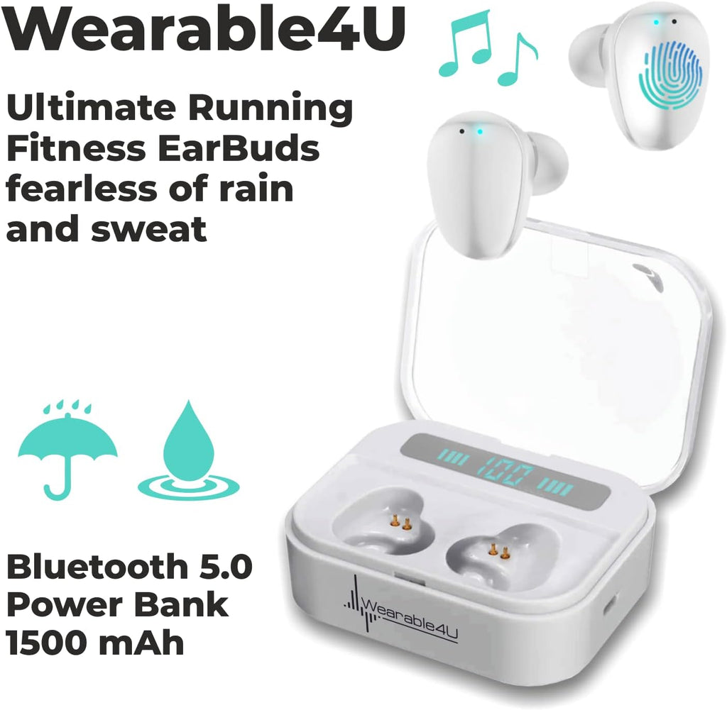 Garmin Forerunner 265 Music GPS Running 46 mm Smartwatch, Aqua with AMOLED 1.3 in Touchscreen Display White Earbuds Bundle, Aqua +Wht EarBuds