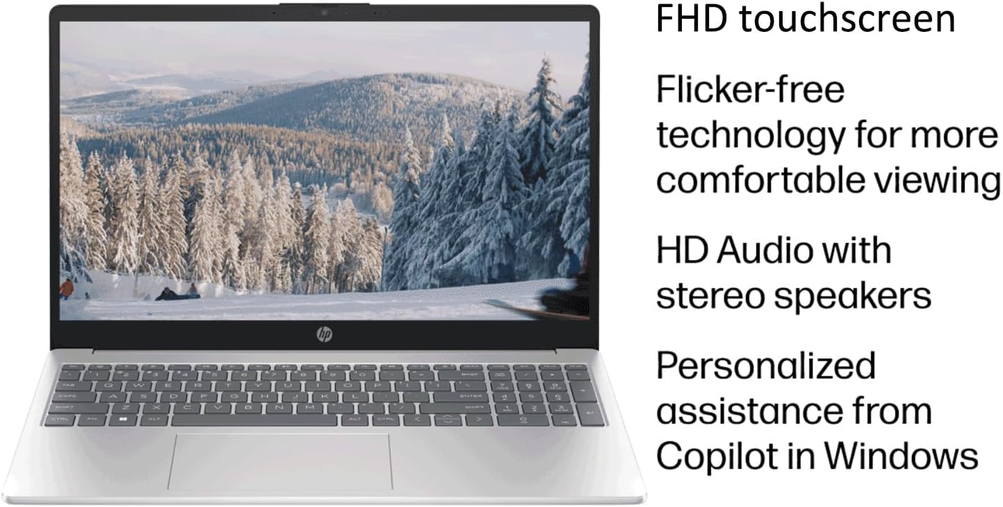 HP 15 Laptop (15.6' FHD Touchscreen, Intel Core i5-1334U (> i7-1255U), 16GB RAM, 512GB SSD) for Business, Students, Home, 10-Hour Long Battery Life, IST Hub, Wi-Fi 6, Numpad, Fast Charge, Win 11 Home
