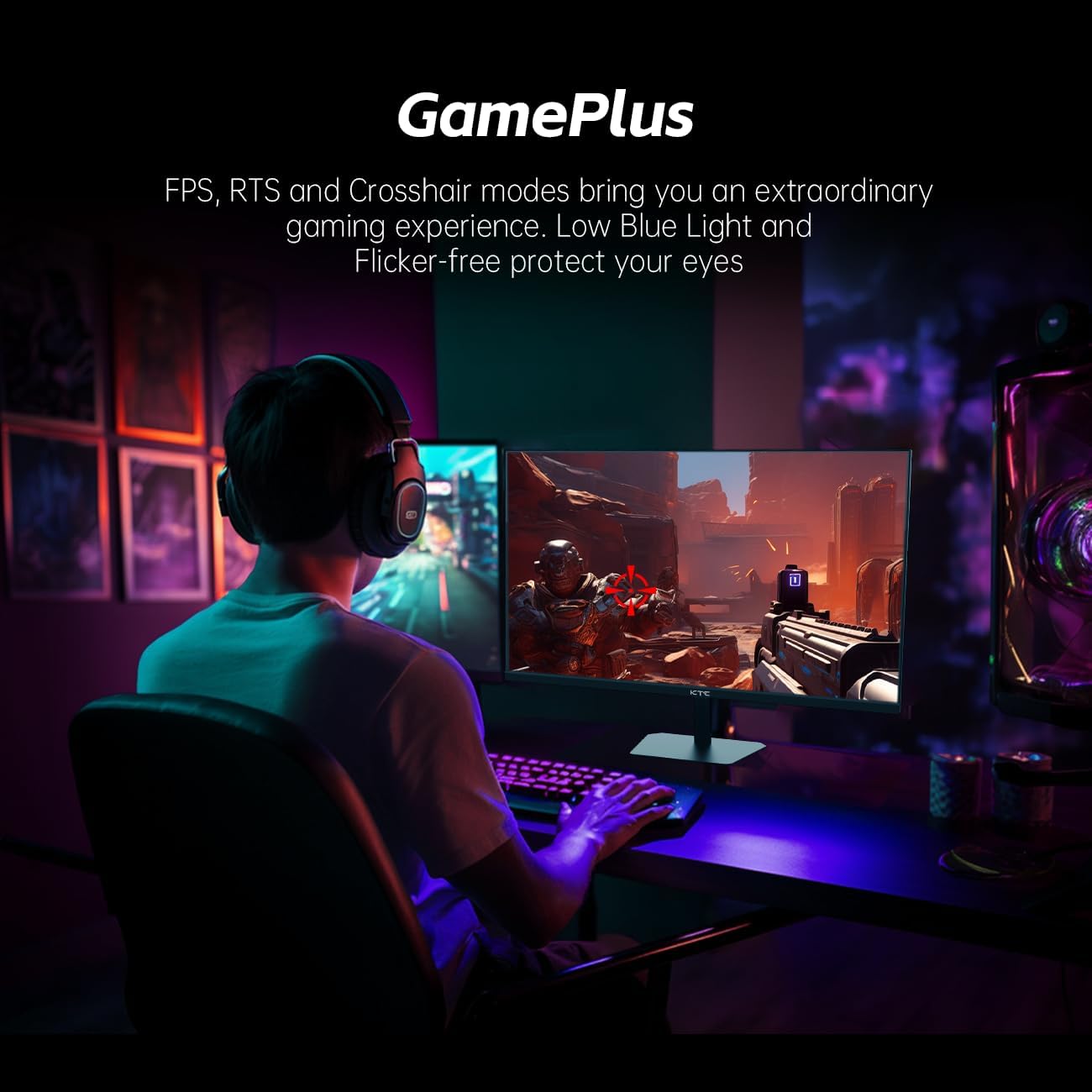 KTC 24.5'' Gaming Monitor, FHD 1080P 180Hz (Up to 200Hz) Fast IPS 128% sRGB Computer Monitor, HDR10, Adaptive Sync, Eye Care PC Gamer Monitor, HDMIx2, DP, VESA Mountable, Tilt Adjustable, H25T7