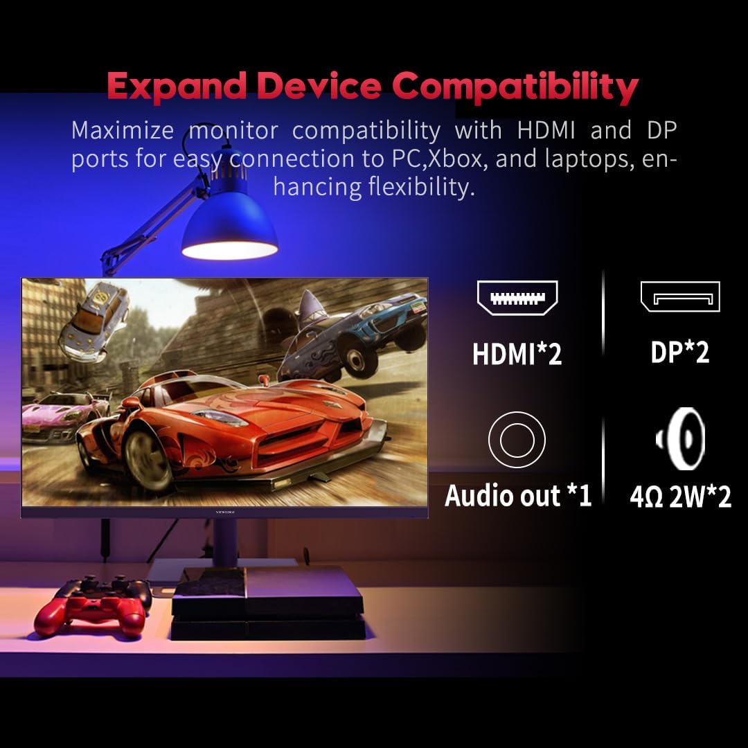 Viewedge Gaming Monitor 27 inch 240Hz 1ms FHD (1920x1080p) Computer Monitor, 110% sRGB HDR10 HDMI x 2 & DP x 2 Port, Built-in Speakers, Support Freesync and Wall Mount
