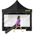 VEVOR 10x10 FT Pop up Canopy with Removable Sidewalls, Waterproof Winter Instant Canopies, Portable Gazebo Tent with Wheeled Bag, UV Resistant Enclosed Canopy for All-Weather Outdoor Events Black