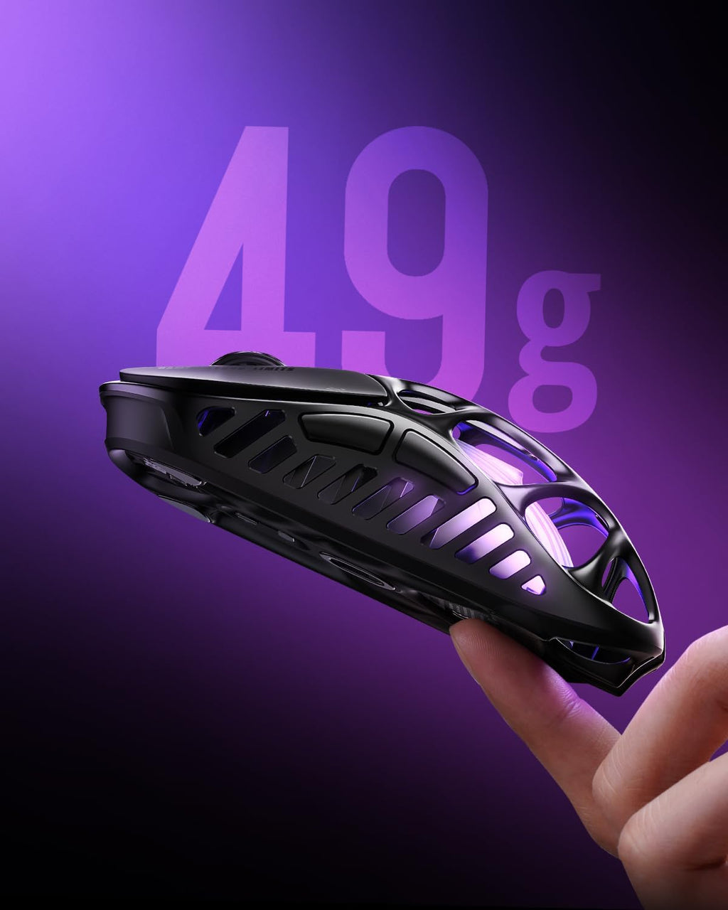 GravaStar Mercury X Pro Wireless Gaming Mouse, Come with 8K Dongle – 32,000 DPI PAW 3950 Sensor, 8,000Hz Polling Rate, Only 49g, Magnesium Alloy Hollow Frame, RGB Lighting, 5 Programmable Buttons