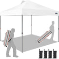 Eurmax USA NOMATTER ONE-Person Open&Close 10x10ft Pop Up Canopy Tent，Portable Shelter Canopy for Outdoor Events，Instant Canopies, Temporary Sunshade,Bonus 4 Sand Bags(White)