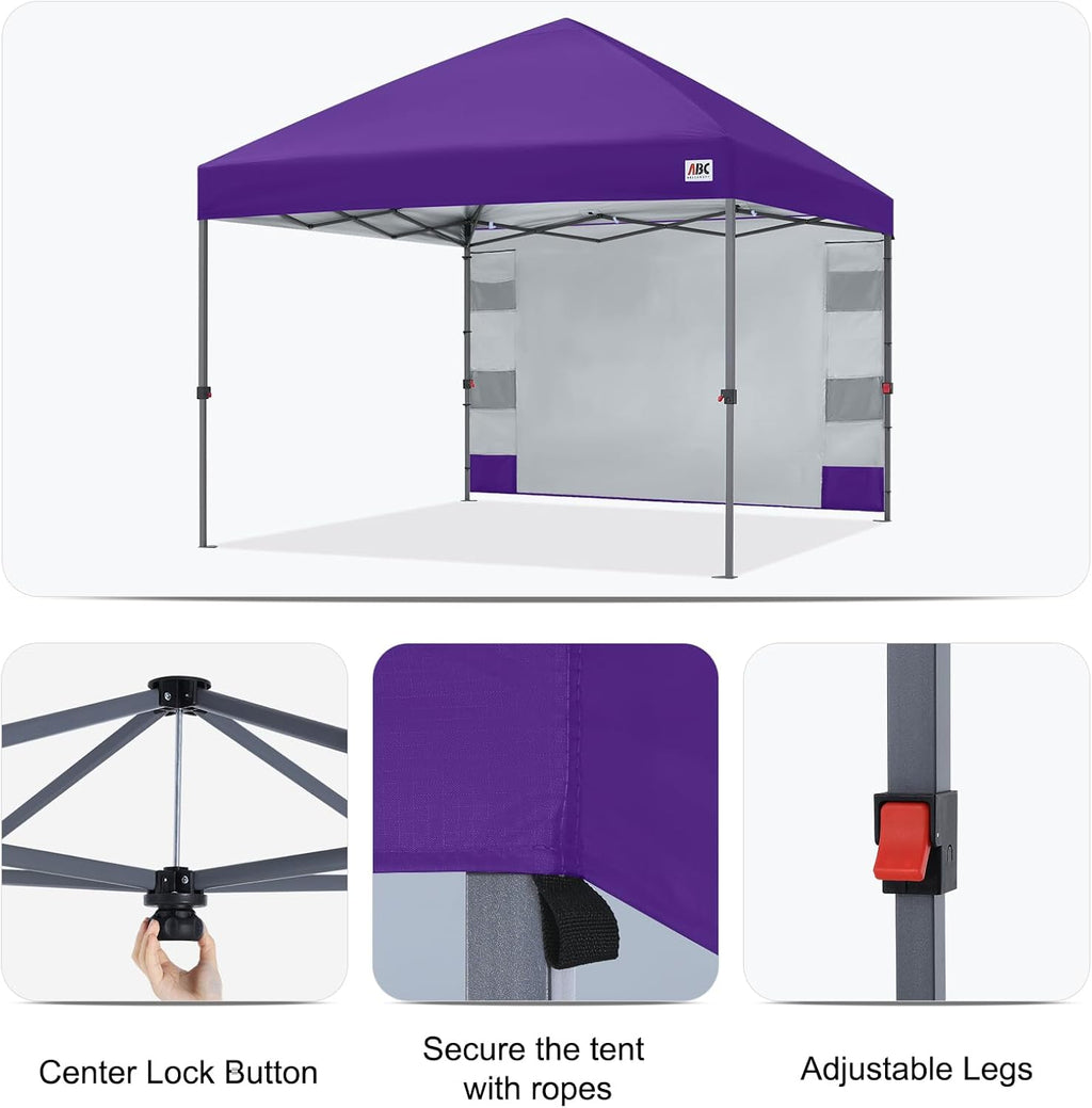 ABCCANOPY Pop Up Canopy with Sidewall,10x10 Outdoor Canopy Tent with Storage Sidewall for Commercial Events with 4 Weights (Purple)