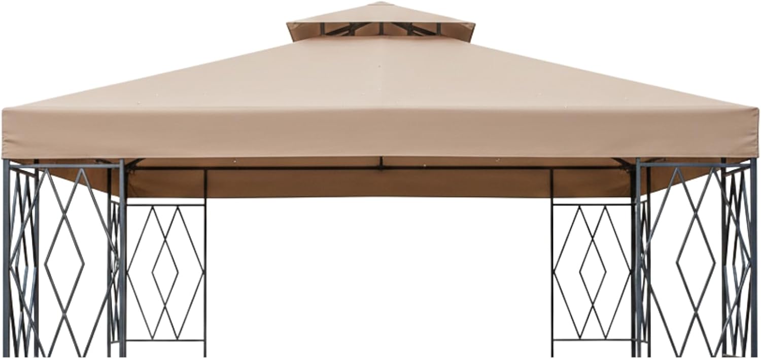 Garden Winds Reinforced RipLock 350 Replacement Canopy Top Cover Compatible with Diamonds 10' x 10' Gazebo - Beige