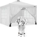 COBIZI Canopy 10'x10' Ez Up Canopy Waterproof Pop up Tent with 4 Removable Sidewalls, Commercial Instant Canopy with Air Vent, 4 Weight Bags, Carry Bag(10x10ft with 4 Sides & 4 Sandbags, Claret)