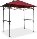 COOS BAY 8x5 Pop Up Outdoor Grill Gazebo, Portable BBQ Grill with Carry Bag, Outdoor Barbecue Shelter with Side Shelves, Red