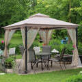 Patio Gazebo 10x10, Outdoor Gazebos, Heavy Duty Gazebo Soft Top Gazebos, Double Roofs Anti-UV Shelter with Privacy Netting for Patio Deck Backyard Garden Lawns