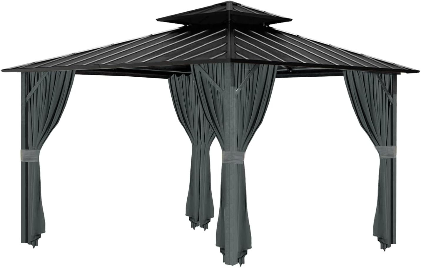 Gazebo Universal Replacement Privacy Curtain, 12'X12' Gazebo Curtains Outdoor Waterproof, 4-Panels Sidewall with Zipper for Patio, Garden and Backyard (Only Curtains, 12'X12', Grey)