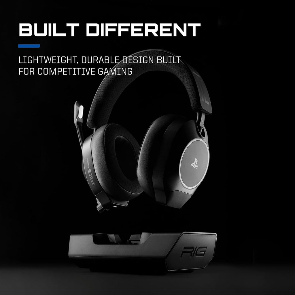 RIG R8 SPECTRE PRO HS Wireless Gaming Headset for PlayStation, PS5, PS4, PC, Mobile; Graphene Drivers, 3D Audio, Noise-Canceling Mic, Dual Wireless 2.4GHz / Bluetooth, 60-Hr Battery, RGB Charging Base