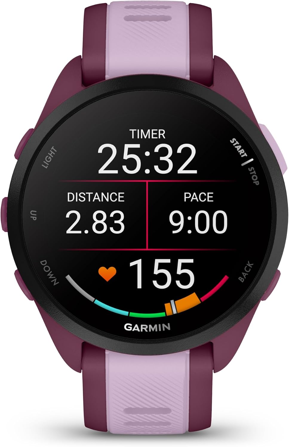 Garmin Forerunner 165 Music Running Smartwatch, Colorful AMOLED Touchscreen, Training Metrics and Recovery Insights Includes PowerPack +Adapters Bundle, Berry/Lilac
