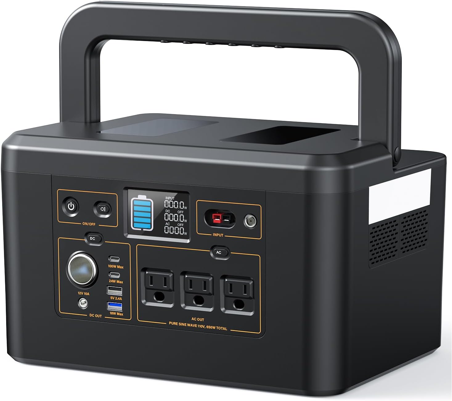 Portable Power Station 650W (1200W Peak), 576Wh Solar Generator, LiFePO4 Battery 3.5 Hour Fast Charging, Solar Generator for Home & Emergency Backup, Hurricane, CPAP (Solar Optional)