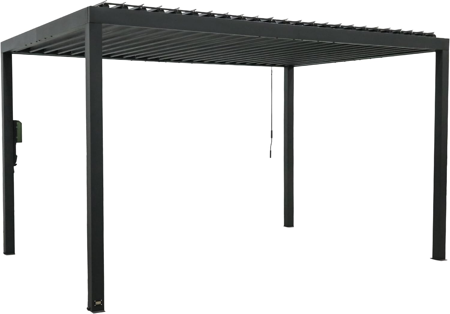 Backyard Discovery Sarasota 14' x 10' Galvanized Steel Louvered Pergola Kit with Adjustable Roof, Shade, Rain Protection, High-Wind Rating, Gutter System for Outdoor Patio, Garden, Deck, Entertaining