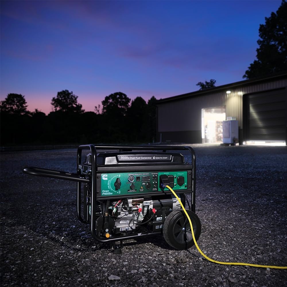 Cummins Onan P9500df Dual Fuel Portable Generator – 9500-Watt Gas & Propane Power, Electric Start, Ultra-Quiet, RV Ready, Emergency Backup for Home, Jobsite & Outdoor Use
