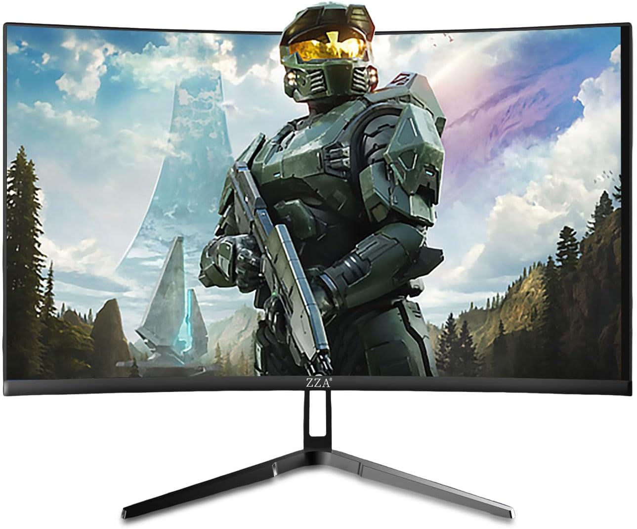 ZZA 32' Curved Gaming Monitor, 4K UHD (3840 x 2160) VA Display, 1500R Immersion, 144Hz/160Hz Refresh Rate, Advanced Computer Screen, Supports AMD FreeSync Premium, 120% sRGB Color Gamut,HDMI 2.1/DP1.4