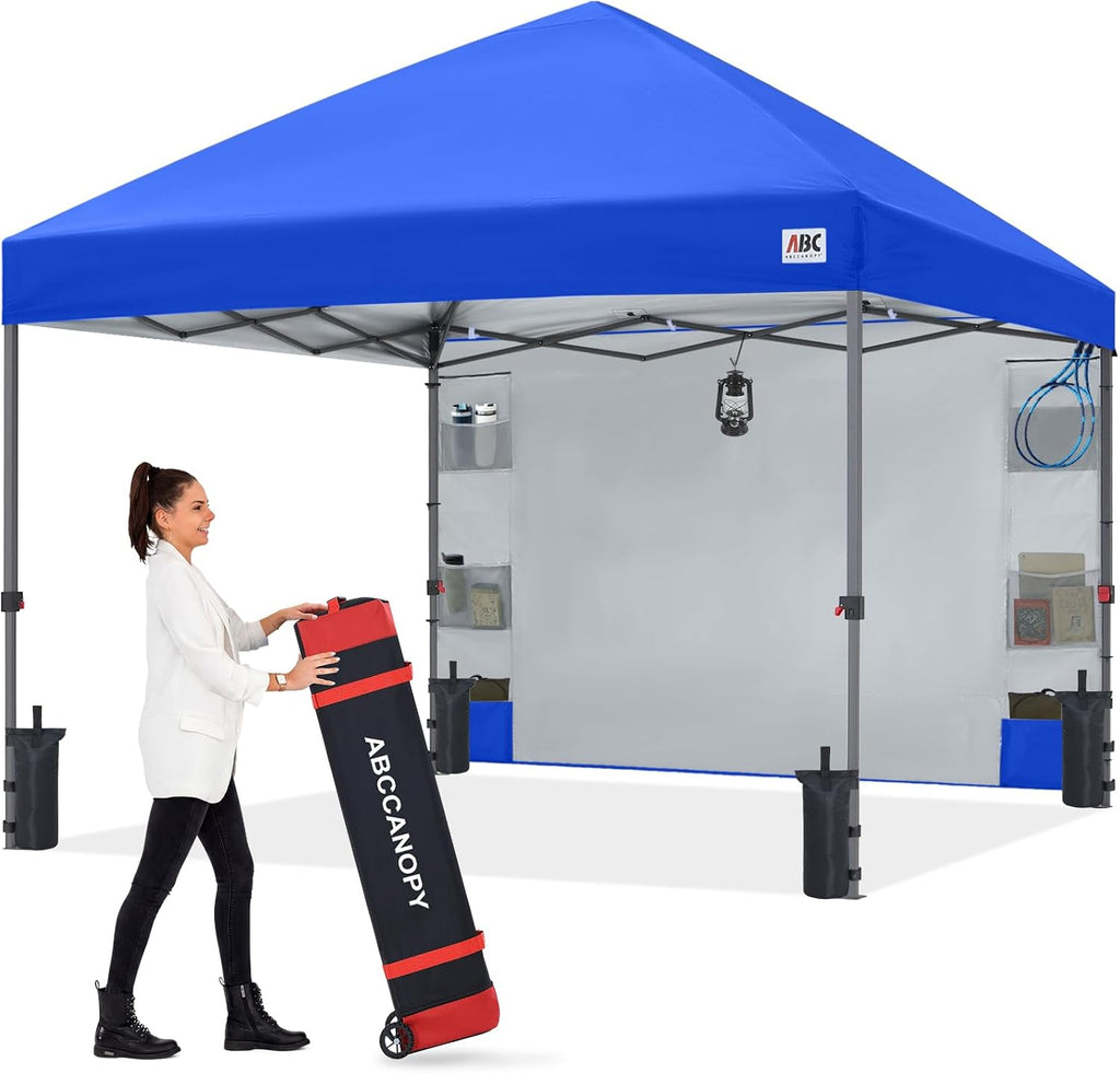 ABCCANOPY Pop Up Canopy with Sidewall,10x10 Outdoor Canopy Tent with Storage Sidewall for Commercial Events with 4 Weights (Royal Blue)
