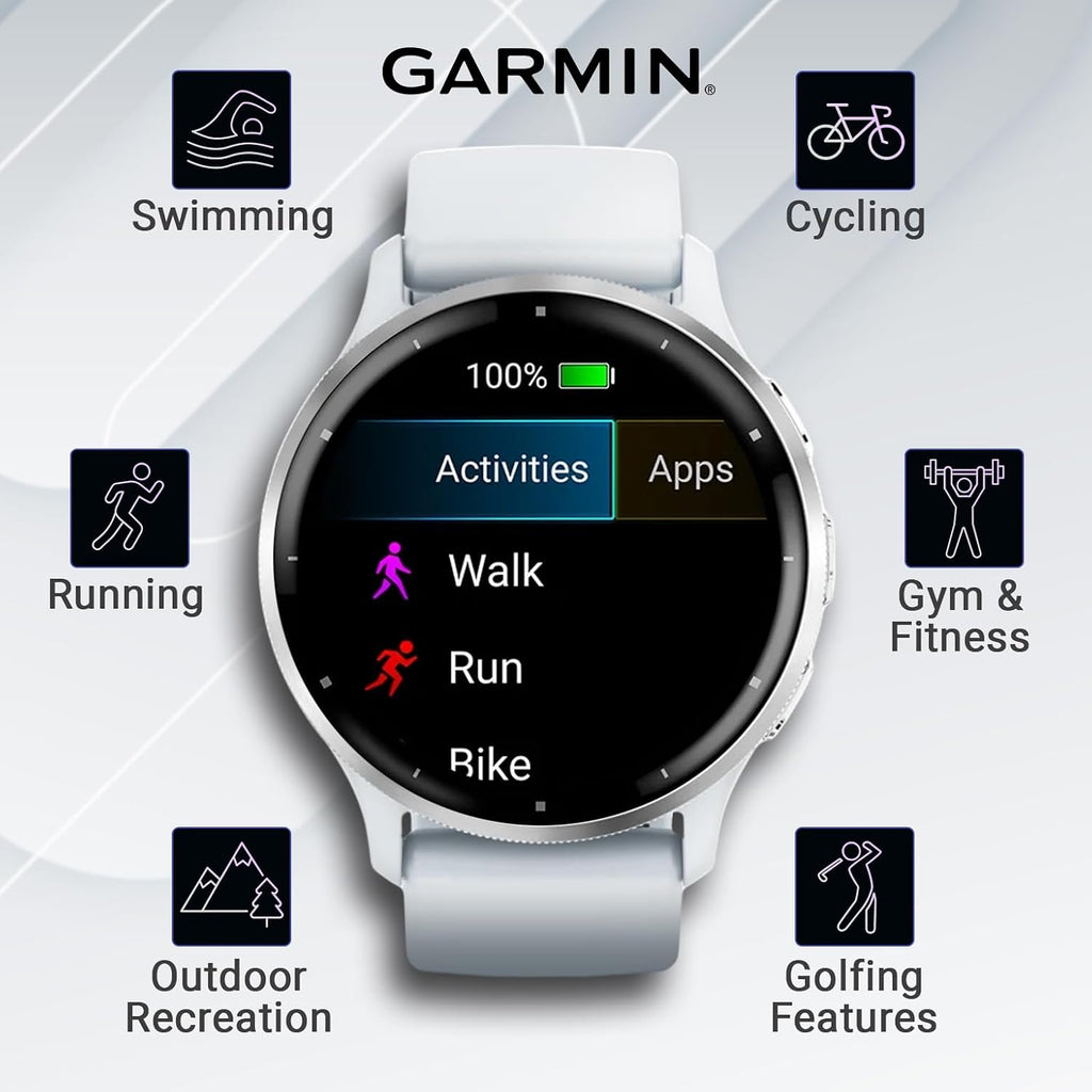 Garmin Venu 3 GPS Smartwatch AMOLED Display 45 mm Watch, Advanced Health and Fitness Features, Up to 14 Days of Battery, Whitestone with Black Earbuds Bundle