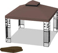10x10 Ft Gazebo Canopy Replacement Cover, Double Tiered Gazebo Replacement Top (Coffee)