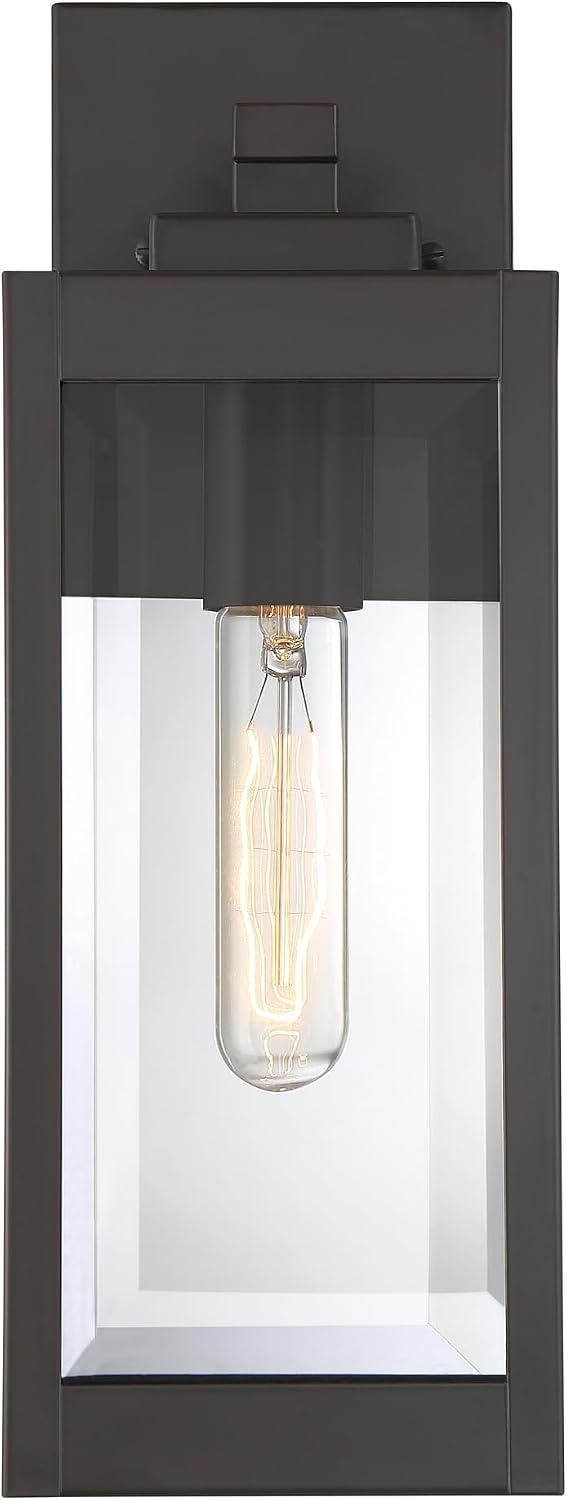 Quoizel Westover 14' Outdoor Wall Sconce, 1-Light Western Bronze with Clear Beveled Glass, E26 Base, Wet Rated