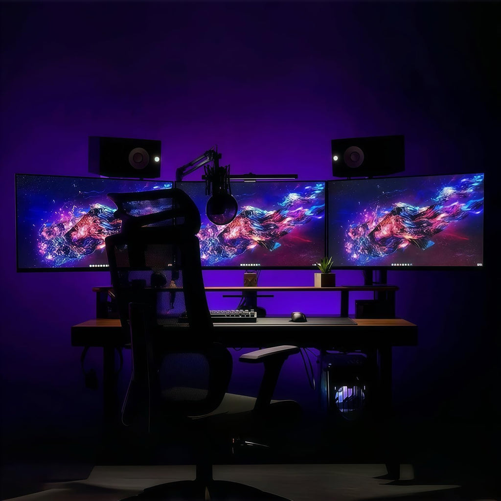 Kado Triple Monitor Setup - 3-Pack 22' 1920x1080 Computer Monitor 75Hz VESA Mount HDMI Office Gaming Hybrid Sim Racing Built-in Speakers (E22X Trio Series)
