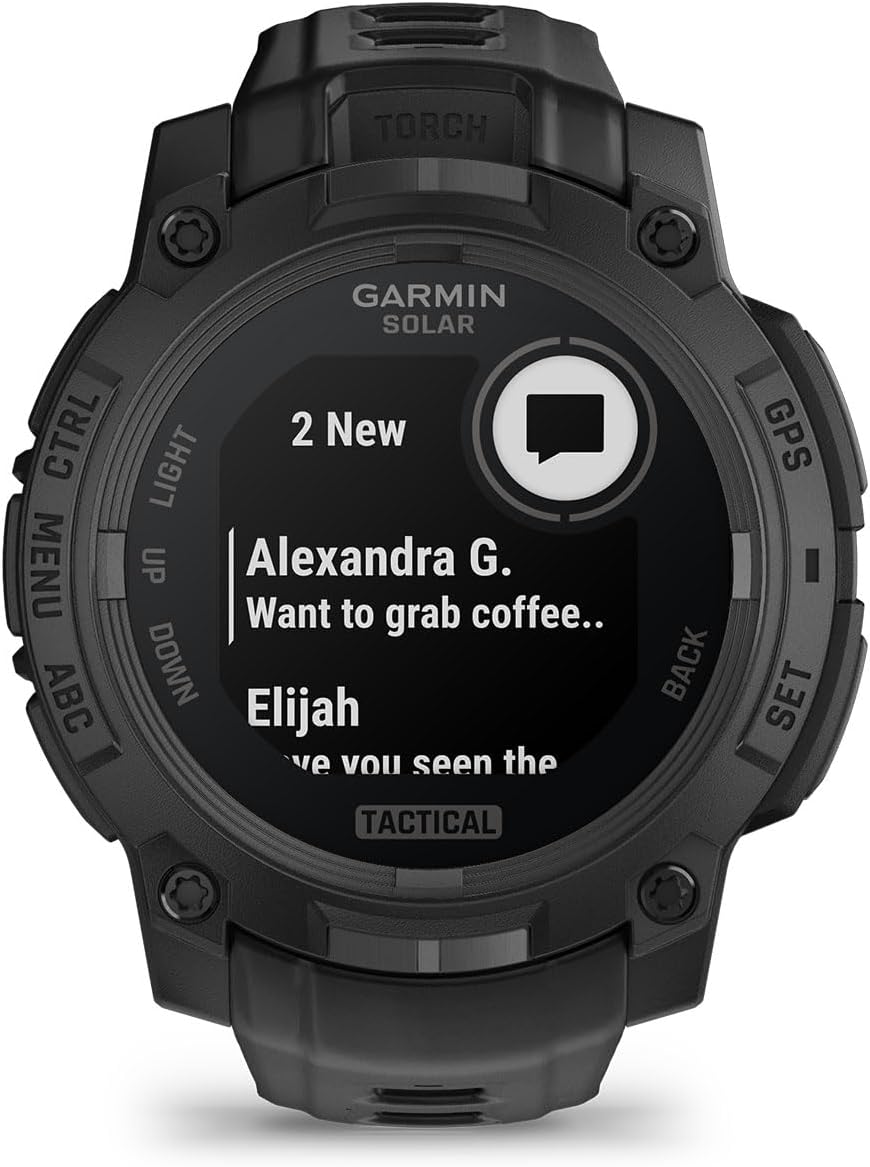 PlayBetter Garmin Instinct 3 Solar Tactical 45mm (Black) Rugged Outdoor GPS Smartwatch Bundle - Tactical Features, Built-in Flashlight, Long Battery Life Portable Charger & HD Screen Protectors
