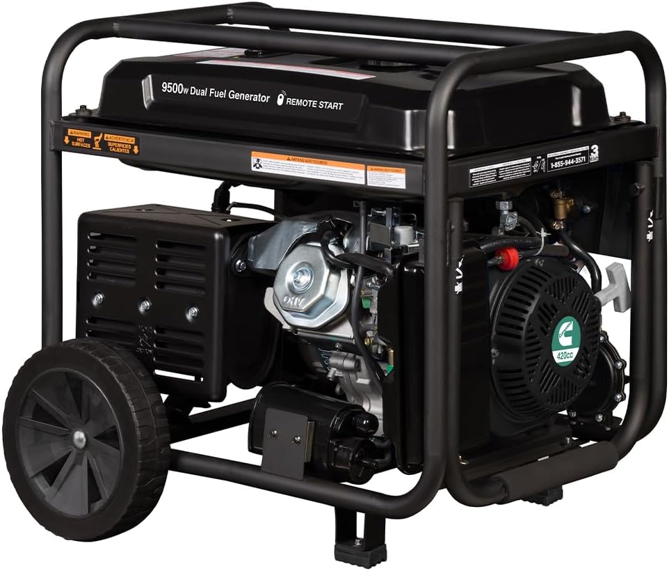 Cummins Onan P9500df Dual Fuel Portable Generator – 9500-Watt Gas & Propane Power, Electric Start, Ultra-Quiet, RV Ready, Emergency Backup for Home, Jobsite & Outdoor Use