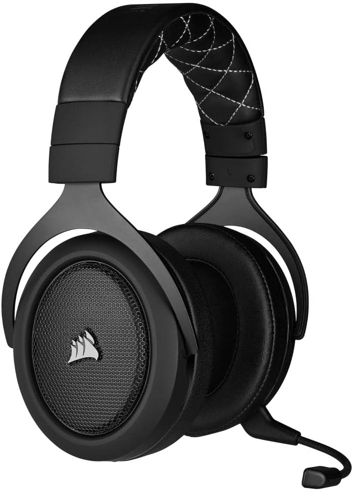 Corsair HS70 PRO Wireless Gaming Headset – 7.1 Surround Sound – Detachable Uni-Directional Microphone – Up to 40ft Range – iCUE Compatible – PC, Mac, PS5, PS4 – Carbon