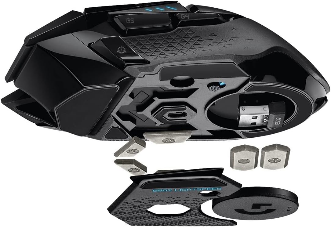 Logitech G502 Lightspeed Wireless Gaming Mouse, 25K Hero Gaming Sensor, 25600 DPI, RGB, Ultra-Light, 11 Programmable Buttons, Long Life Battery, PowerPlay-Compatible, PC - Black