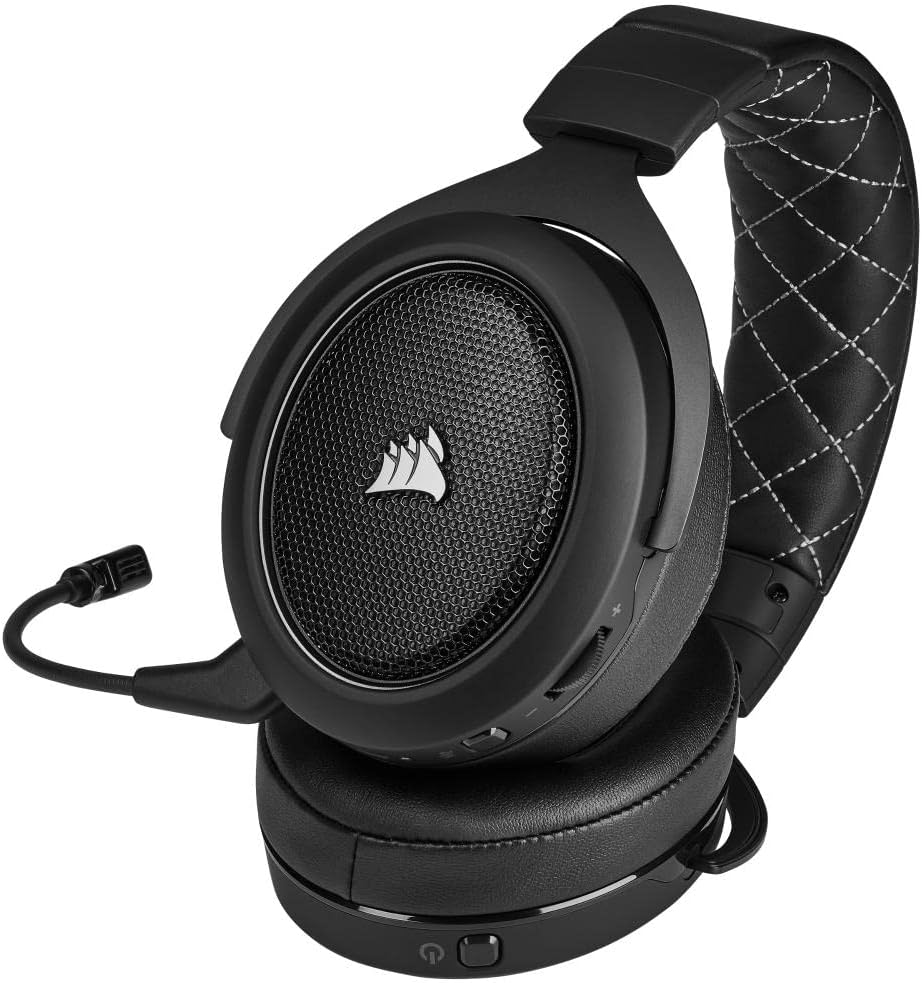 Corsair HS70 PRO Wireless Gaming Headset – 7.1 Surround Sound – Detachable Uni-Directional Microphone – Up to 40ft Range – iCUE Compatible – PC, Mac, PS5, PS4 – Carbon
