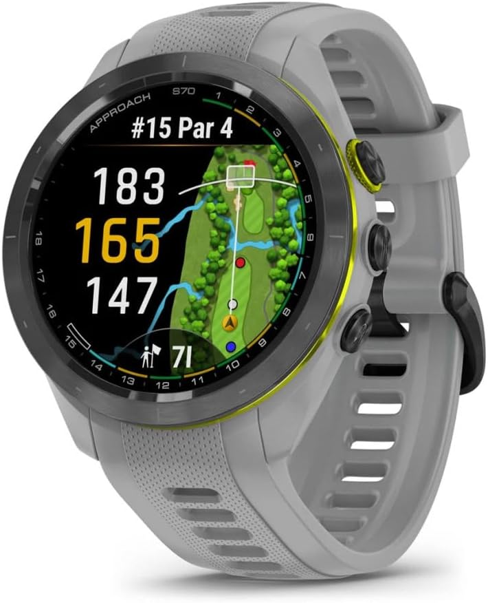 Garmin Approach S70 42MM GPS Golf Fitness Tracker Premium Smartwatch for Men, Lightweight 1.2' Touchscreen AMOLED Display and 42000 Preloaded Courses -Gray- Garmin Watches for Men