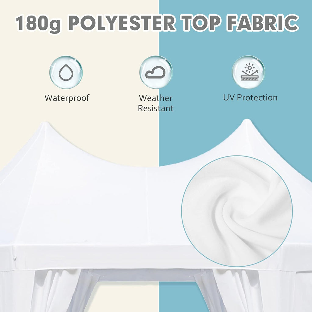 EROMMY 26'x19' Party Tent, White Wedding, Decagonal Heavy Duty Canopy with 8 Removable Sidewalls, 8 Church Windows and 2 Pull-Back Doors, Outdoor Gazebo Pavilion for Party, Wedding, Event