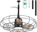 Orison Outdoor Ceiling Fans with Light, 28'' Wet Rated Outdoor Hanging Fan for Gazebo, Plug in Caged Lighting for Pergola Canopy, Hanging with Hook, 3 Color LED Light, Waterproof (28IN)