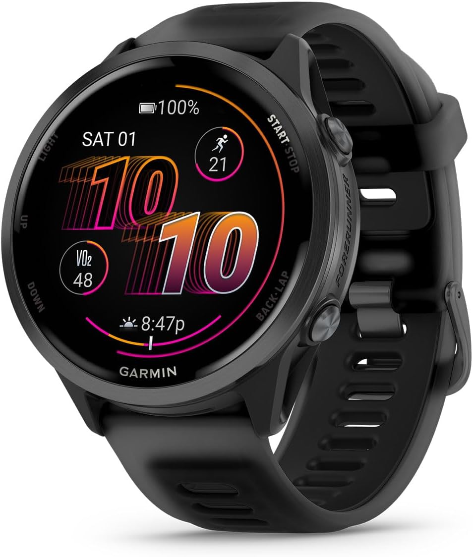 PlayBetter Garmin Forerunner 570 (47 mm, Slate Gray/Translucent Black) Running GPS Smartwatch - AMOLED Display, Training & Recovery - Bundle Portable Charger & HD Screen Protectors