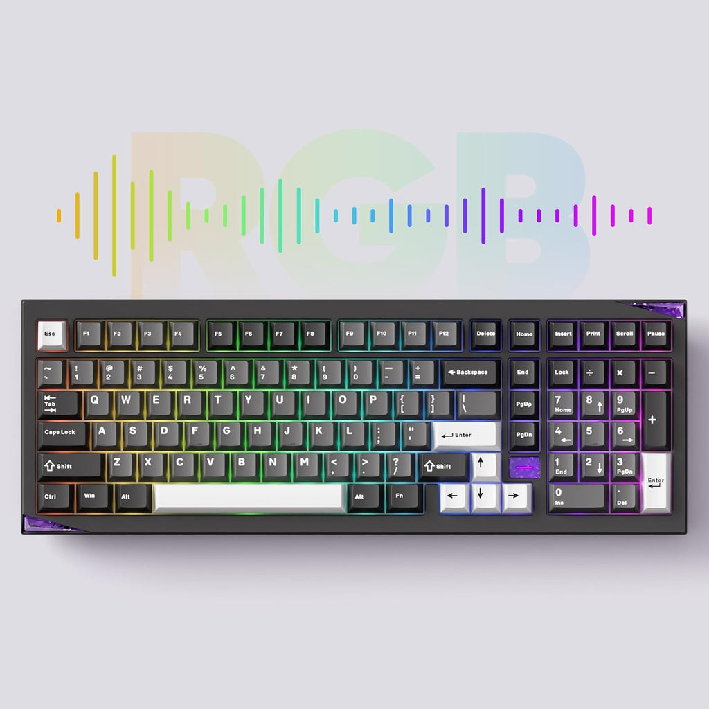 Akko Gem 02 QMK/VIA Aluminum Mechanical Keyboard Tri-Mode RGB Hot-swappable Wireless Gaming Keyboard, Black and Silver, Pre-lubed Stellar Rose Switch