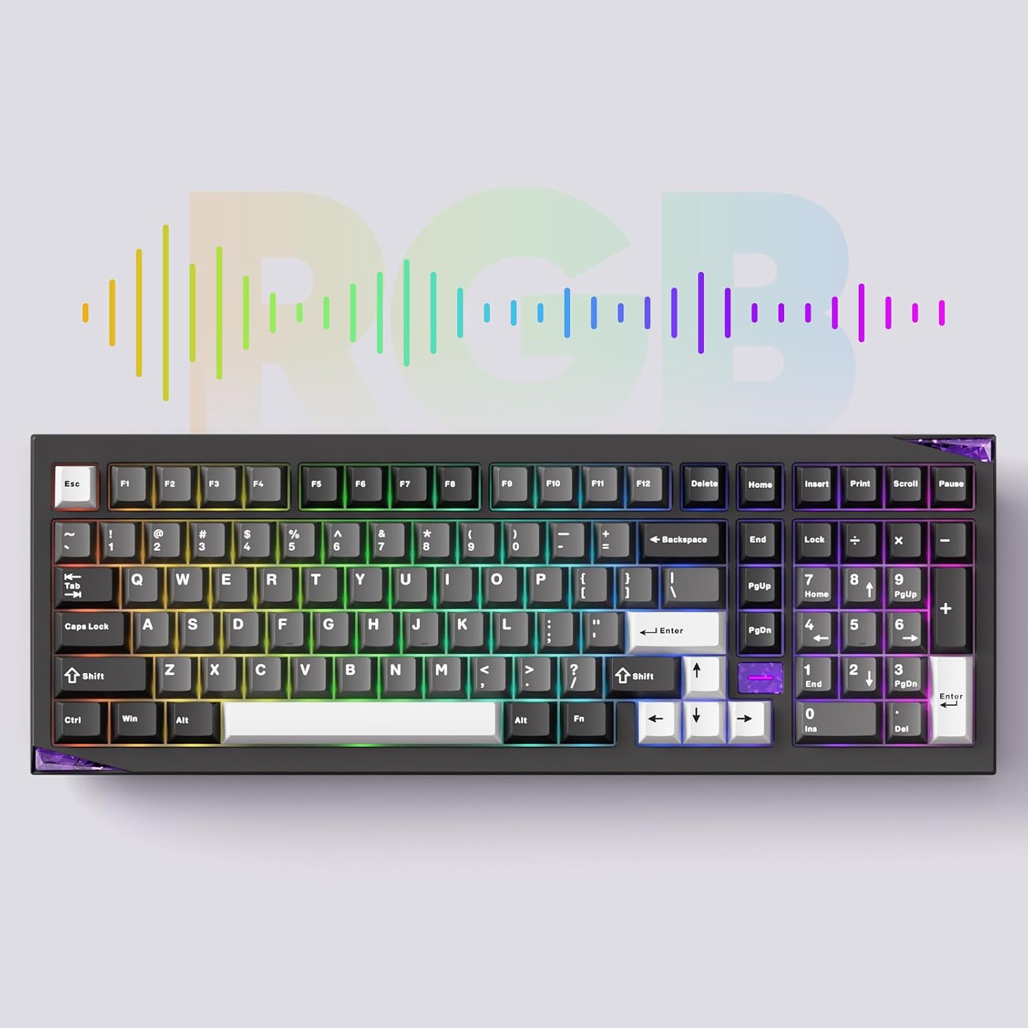 Akko Gem 02 QMK/VIA Aluminum Mechanical Keyboard Tri-Mode RGB Hot-swappable Wireless Gaming Keyboard, Black and Silver, Pre-lubed Stellar Rose Switch