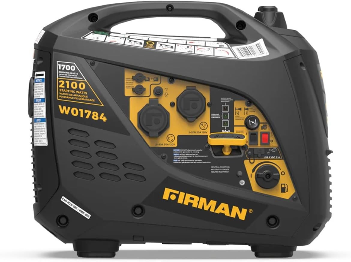 Firman W01784 Portable Generator with Built-in Parallel Kit - 2100/1700W