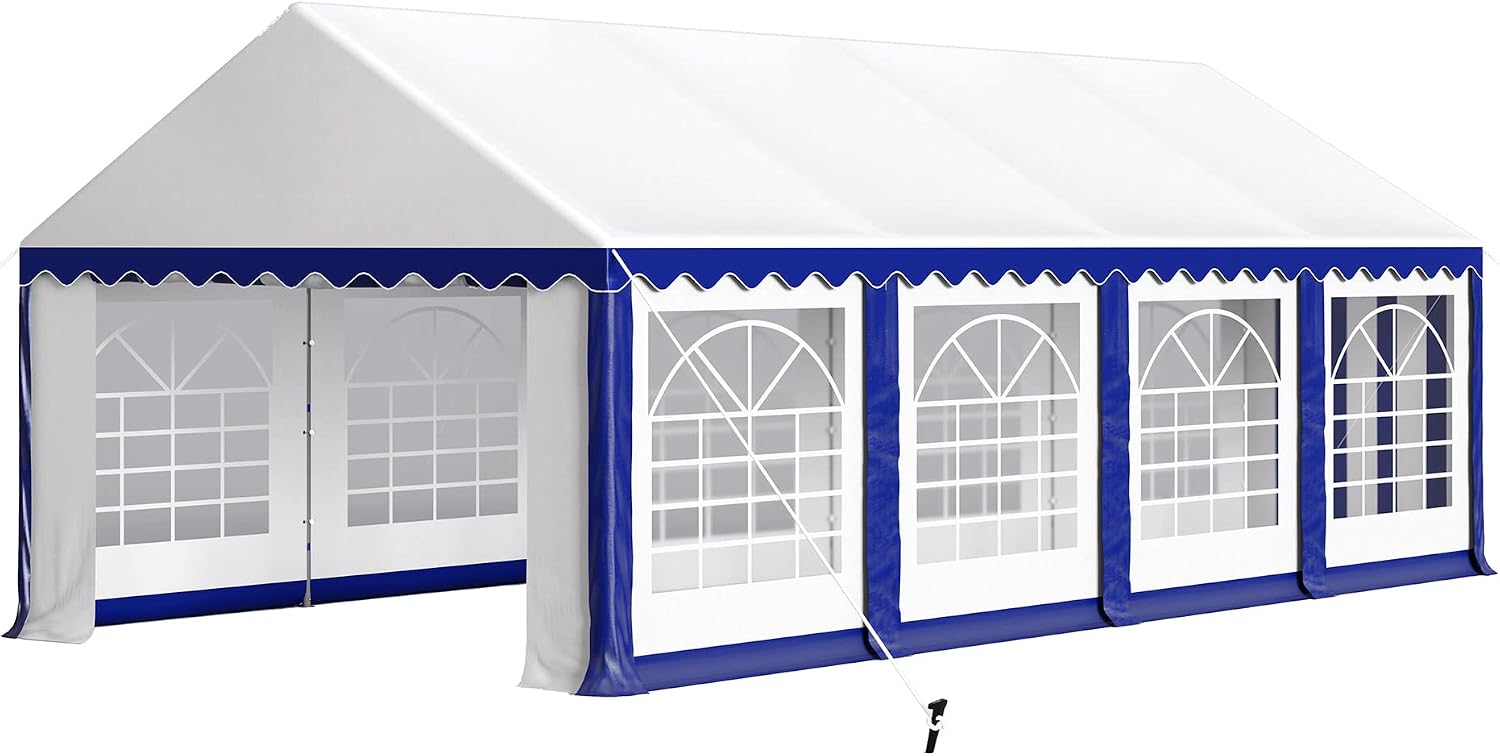 PHI VILLA 13x26 Outdoor Heavy Duty Party Tent, Large Party Canopy Wedding Event Tent with Removable Sidewalls & 3 Storage Bags for Patio Outdoor Garden Events, Blue