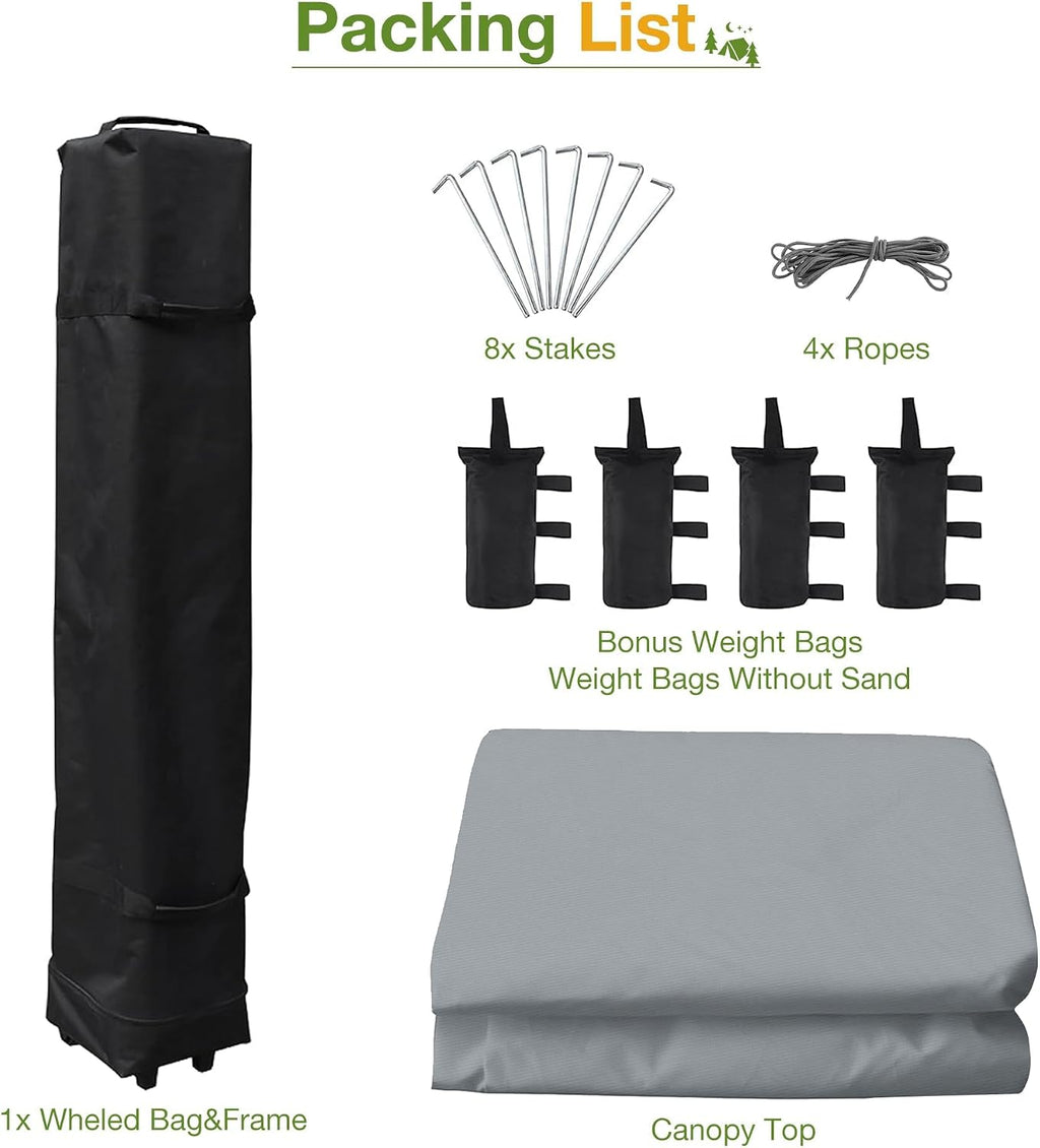 13 x 13FT Pop Up Gazebo, Instant Backyard Canopy Tent with Mosquito Net & Double Roof, Pop-Up Gazebo Canopies Adjustable Height for Patio, Party, Gray