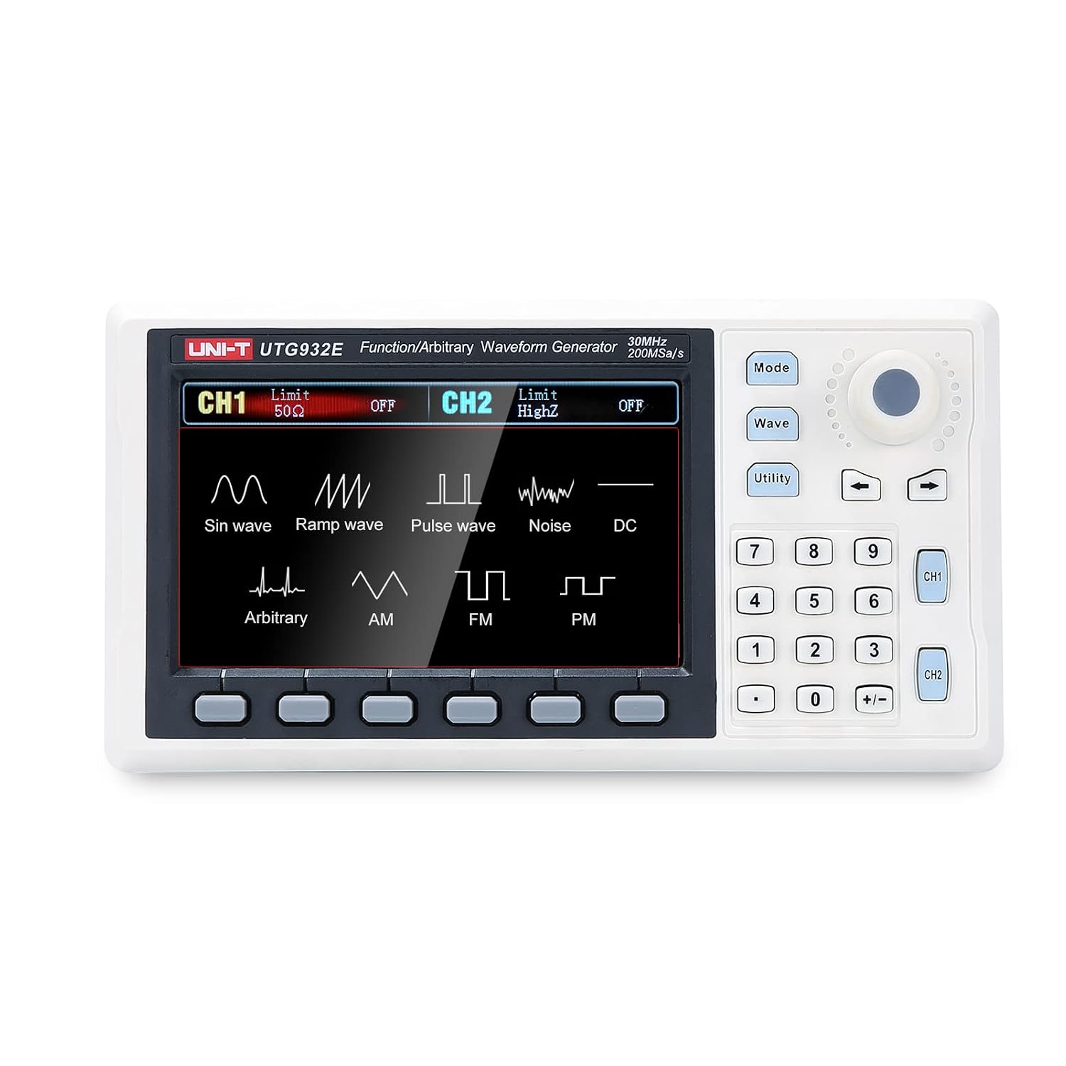 UNI T UTG932E 30MHz Function Generator Arbitrary Waveform Signal Generator Dual-Channel 200MSa/s 14 Bits Frequency Meter