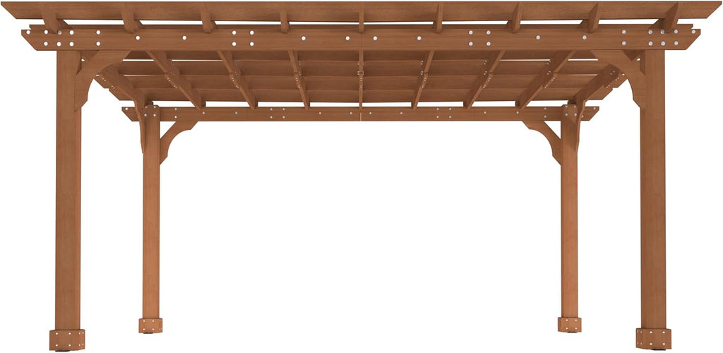 MUPATER 10x14 FT Cedar Wood Pergola with Trellis Roof, Outdoor Pergola Kit with Stakes, Snow and Wind Supported, Patio Shade Structure for Climbing Plant Support, Deck, Backyard, Lawn